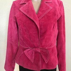 Bagatelle lightweight suede jacket with bow